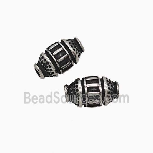 Stainless Steel Barrel Beads Antique Silver