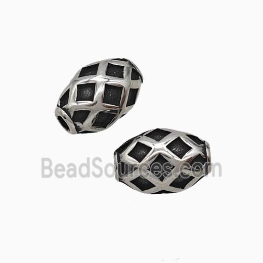 Stainless Steel Rice Beads Antique Silver