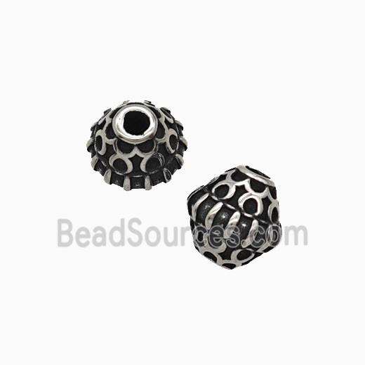 Stainless Steel Bicone Beads Antique Silver
