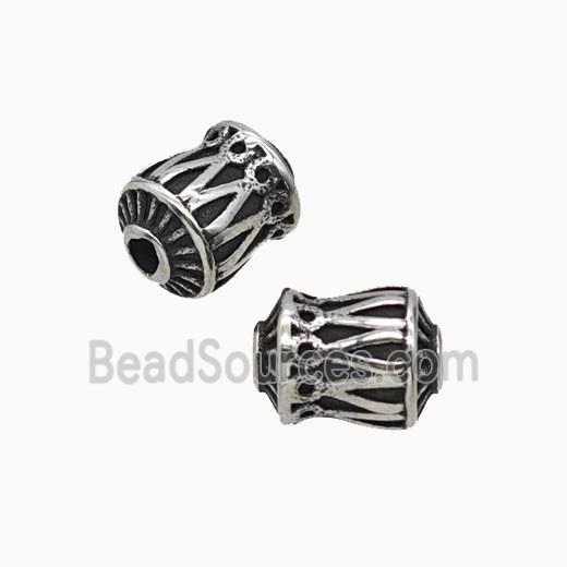 Stainless Steel Lotus Beads Antique Silver
