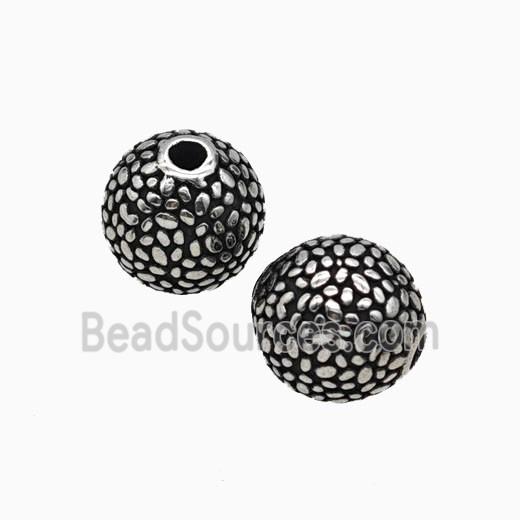 Stainless Steel Round Beads Antique Silver