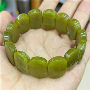 Green Nephrite Jade Bracelet Stretchy, approx 15-24mm