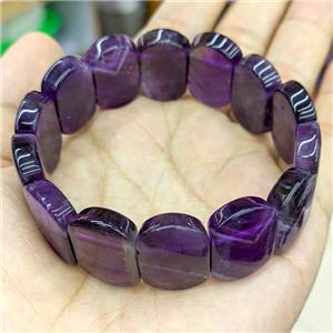 Natural Purple Amethyst Bracelet Stretchy, approx 15-24mm