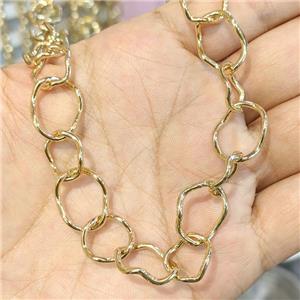 Alloy Chain Gold Plated, approx 14mm, 14-17mm