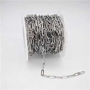 Copper Paperclip Chain Platinum Plated, approx 3x9mm