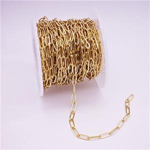 Copper Paperclip Chain Gold Plated, approx 3x9mm