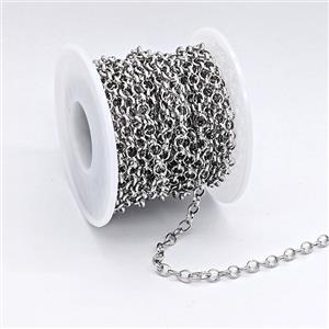 Copper Rolo Chain Platinum Plated, approx 4mm