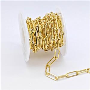 Copper Paperclip Chain Gold Plated, approx 5x15mm