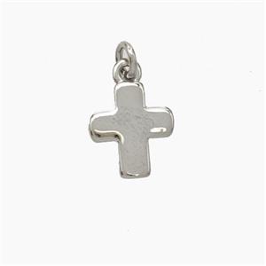 Copper Cross Pendant Platinum Plated, approx 8-9mm