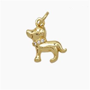 Copper Dog Pendant Pave Zirconia Gold Plated, approx 11mm