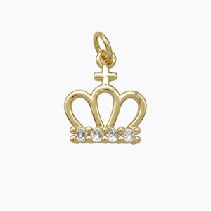 Copper Crown Pendant Pave Zirconia Gold Plated, approx 12mm