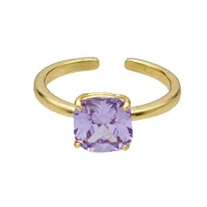 Copper Ring Pave Purple Zirconia Gold Plated, approx 8mm, 18mm dia