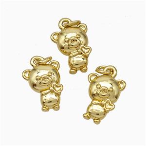 Copper Pig Charms Pendant Gold Plated, approx 8-10mm