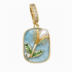 Enamel copper pendant, 18K gold plated, approx 16-20mm, 8-12mm