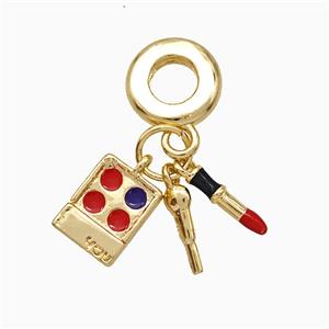 Enamel copper pendant, 18K gold plated, approx 4-10mm, 10mm dia