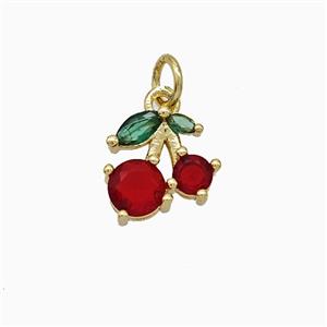 Copper Cherry Pendant Pave Zirconia Gold Plated, approx 10mm