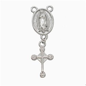 Copper Jesus Cross Pendant 2loops Platinum Plated, approx 11-15mm, 10-15mm