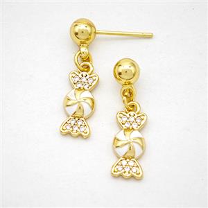 Copper Candy Stud Earrings Enamel Gold Plated, approx 6-12mm, 5mm