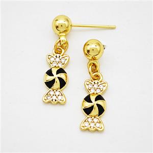 Copper Candy Stud Earrings Enamel Gold Plated, approx 6-12mm, 5mm