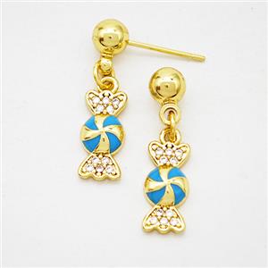 Copper Candy Stud Earrings Enamel Gold Plated, approx 6-12mm, 5mm