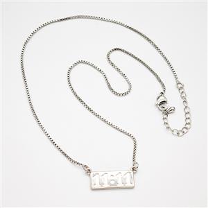 Copper Necklace Double Eleven Number 11 Platinum Plated, approx 9-20mm, 1.2mm, 42-47cm lengthe