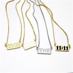 Copper Necklace Double Eleven Number 11 Gold Plated Mixed, approx 9-20mm, 1.2mm, 42-47cm lengthe