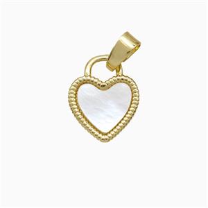 Copper Heart Pendant Pave Shell Gold Plated, approx 10mm