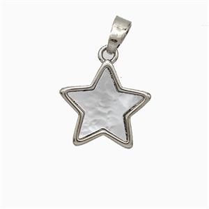 Copper Star Pendant Pave Shell Platinum Plated, approx 14mm