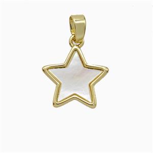 Copper Star Pendant Pave Shell Gold Plated, approx 14mm