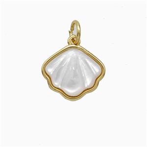 Copper Scallop Pendant Pave Shell Gold Plated, approx 12-13mm