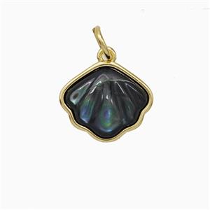 Copper Scallop Pendant Pave Shell Gold Plated, approx 12-13mm
