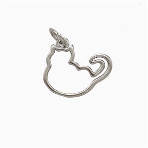 Copper Cat Pendant Platinum Plated, approx 11-14mm