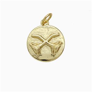 Copper Pendant Halloween Broom Gold Plated, approx 14mm