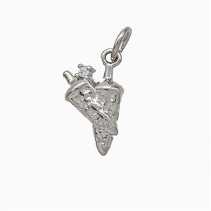 Ice Cream Cone Charms Copper Pendant Hammered Platinum Plated, approx 8-12mm