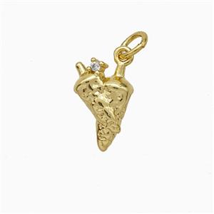 Ice Cream Cone Charms Copper Pendant Hammered Gold Plated, approx 8-12mm