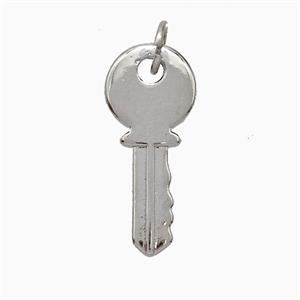 Copper Key Pendant Platinum Plated, approx 9-20mm