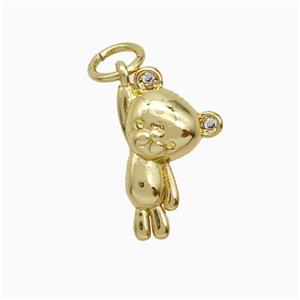 Copper Bear Pendant Pave Zirconia Gold Plated, approx 9-15mm