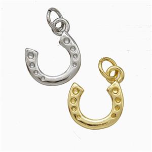 Copper Horseshoe Pendant Pave Zirconia Mixed, approx 12mm