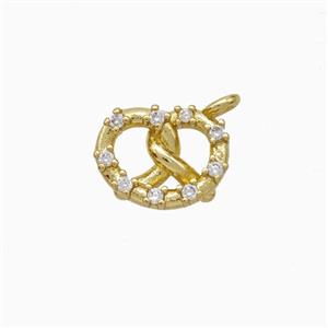 Copper Heart Pendant Pave Zirconia Gold Plated, approx 10-13mm