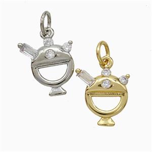 Copper Furnace Pendant Pave Zirconia Mixed, approx 11-12mm