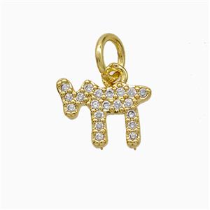 Copper Lamb Charms Pendant Pave Zirconia Sheep Gold Plated, approx 7-10mm