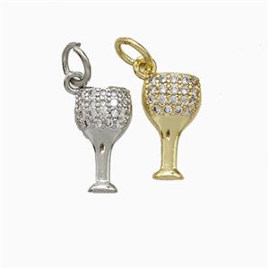 Copper Winecup Pendant Pave Zirconia Mixed, approx 7-12mm