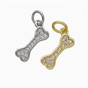 Copper Dogbone Pendant Pave Zirconia Mixed, approx 5-13mm