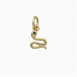 Copper Snake Pendant Pave Zirconia Gold Plated, approx 6mm