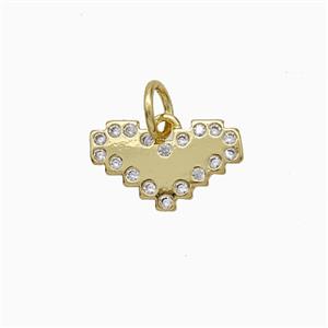 Copper Heart Pendant Pave Zirconia Gold Plated, approx 8-13mm
