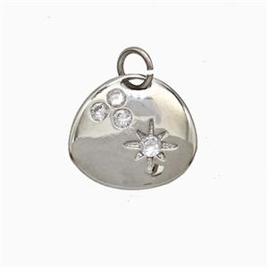 Copper Star Pendant Pave Zirconia Slice Platinum Plated, approx 13-15mm