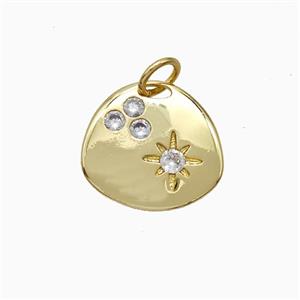 Copper Star Pendant Pave Zirconia Slice Gold Plated, approx 13-15mm