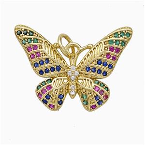 Copper Butterfly Pendant Pave Zirconia Gold Plated, approx 16-23mm