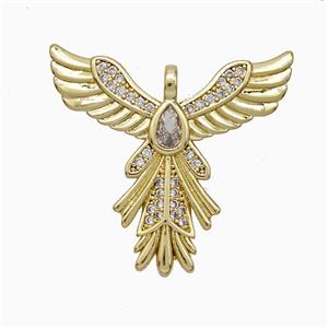 Copper Angel Wings Pendant Pave Zirconia Gold Plated, approx 23-27mm