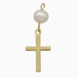 Copper Cross Pendant With Pearlized Resin Gold Plated, approx 6.5mm, 11-17mm